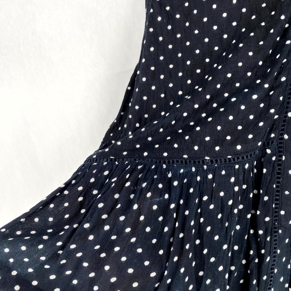 Anthropologie Shirt Dress Women L Navy Layla Lightweight Polka Dot Button - Picture 7 of 13